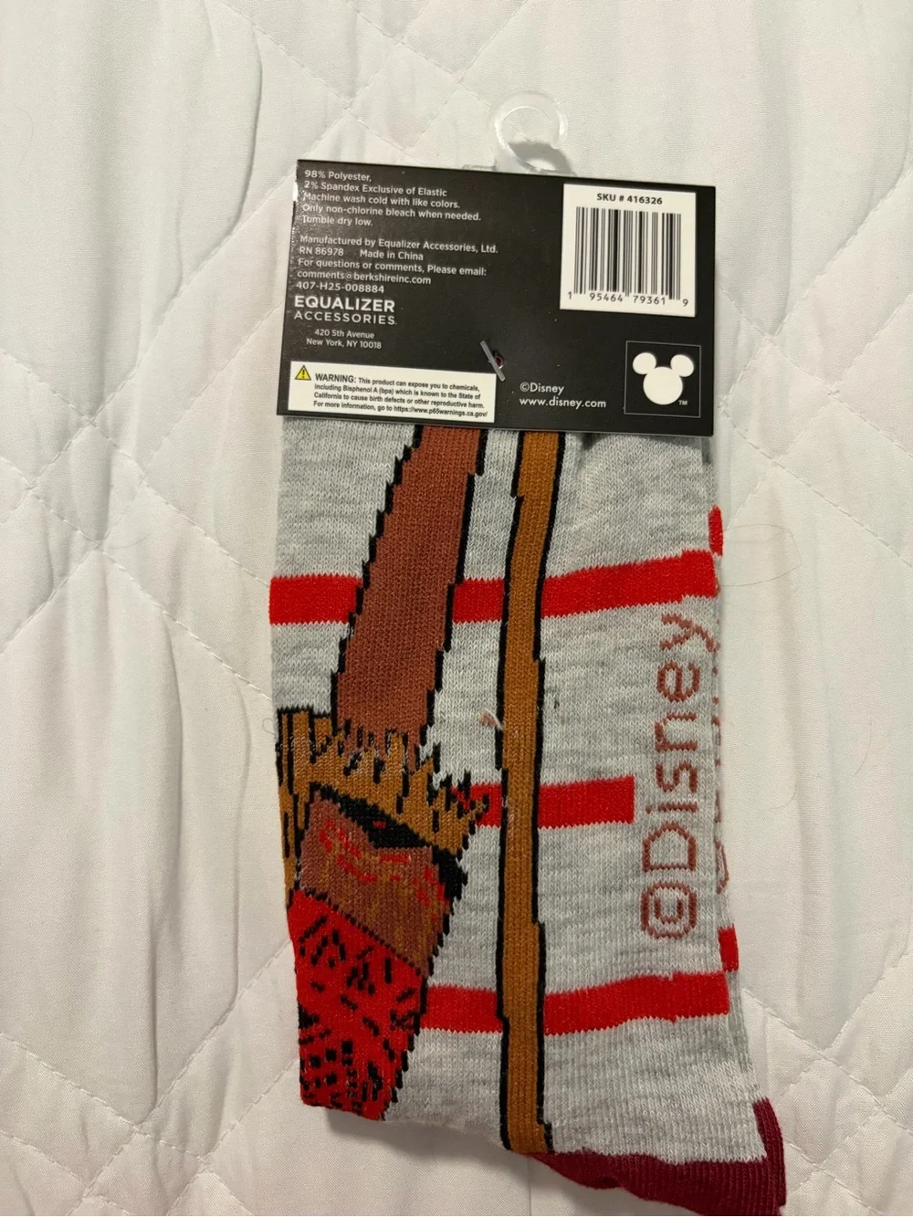 Disney Crew Socks - Gray, Red & Brown Paddle Character Design